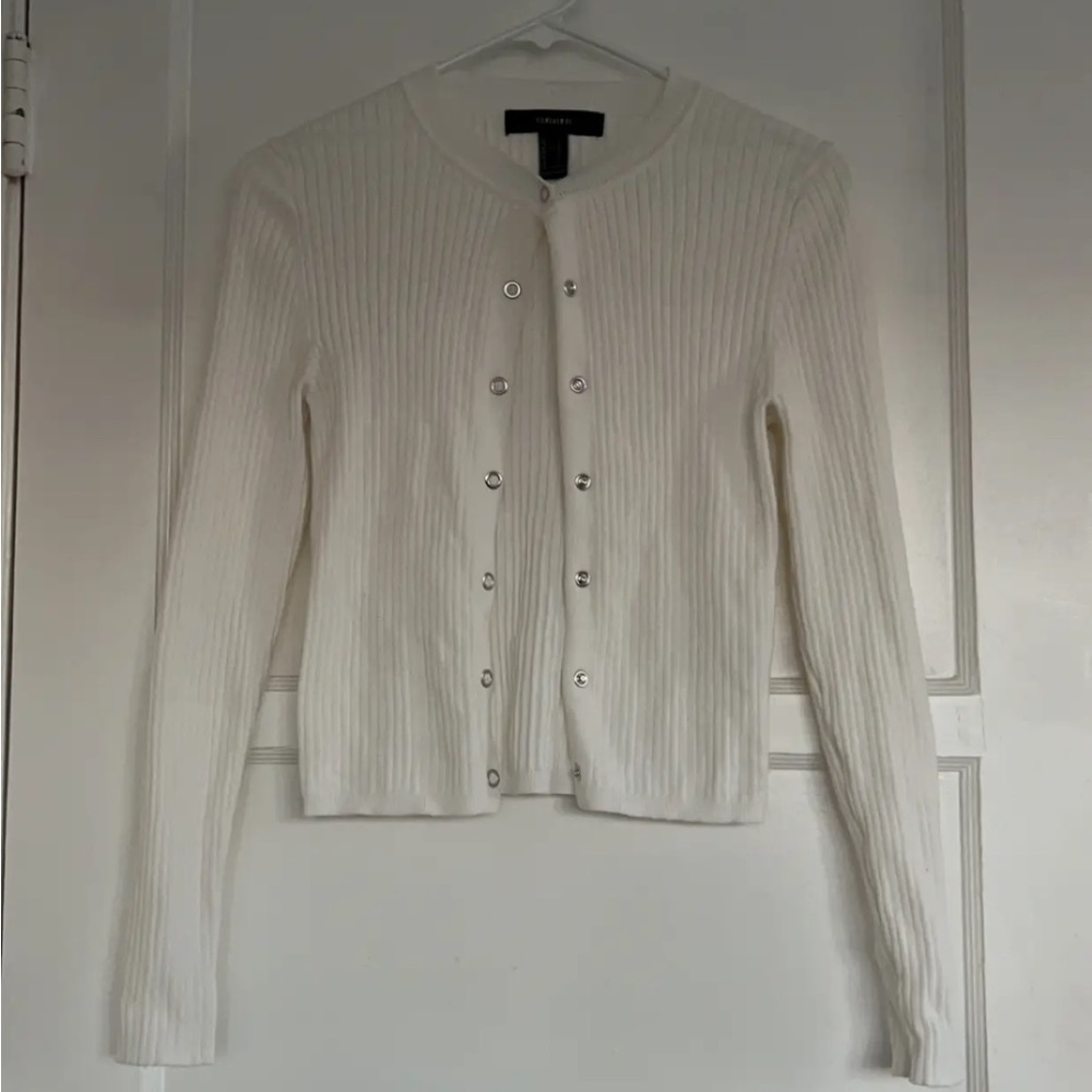 Forever 21 large white button up cardigan.